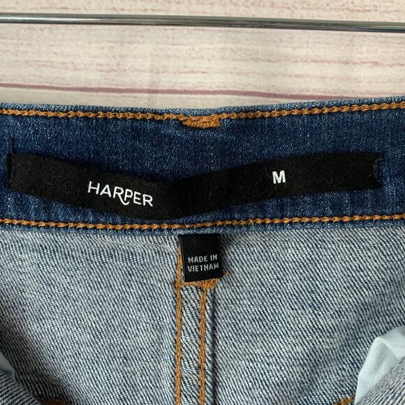 Harper Denim Blue Jean Skirt High Low Distressed Frayed Hem Size Medium - Picture 8 of 13